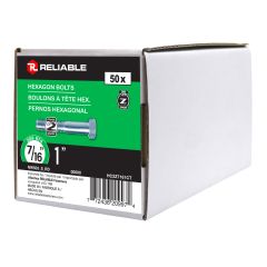 Hex Head Bolts - 7/16" x 1" - Grade 2 - Zinc-Plated - 50/Pkg