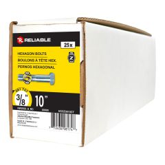 Hex Bolt - Grade 5 - Zinc-Plated - 3/8" x 10" - 25-Pack