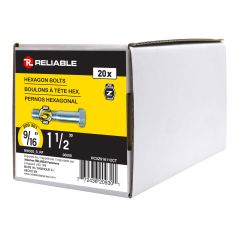 Hex Bolt - Grade 5 - Zinc-Plated - 9/16" x 1 1/2" - 20 Pack