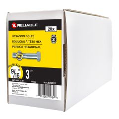 Hex Bolt - Grade 5 - Zinc Plated - 9/16" x 3" - 20-Pack