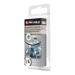 Hex Serrated Flange Nut - 1/4" - Zinc Finish - 8-Pack