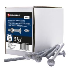 Carriage Bolts - 1/4" x 5-1/2" - Hot-Dip Galvanized - 50/Pkg