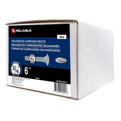 Carriage Bolts - 3/4" x 6" - Hot‑Dip Galvanized - 20 Pack