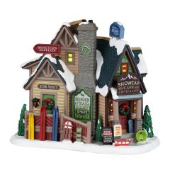 Figurine village boutique sports d'hiver illuminée