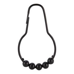 Shower Curtain Hooks - 1.5" x 2.83" - Black - 12/Pkg