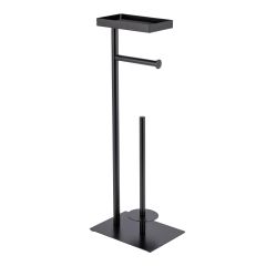 Freestanding Toilet Paper Holder - Shelf - Matte Black