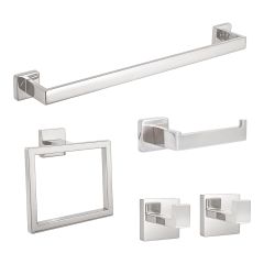 Wall-Mounted Bathroom Accessory Set - Chrome - 5 Pcs