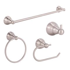 Wall-Mount Bathroom Accessory Set - Nickel - 4 Pcs
