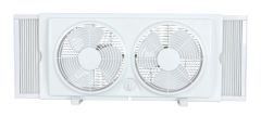 Ventilateur de fenêtre double, 2 vitesses, blanc, 9"