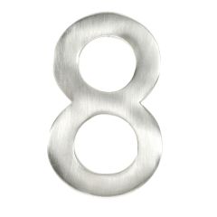 Chiffre moderne #8, nickel satiné, 4"