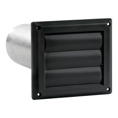 Évent de ventilation à volets en plastique, noir, 4"
