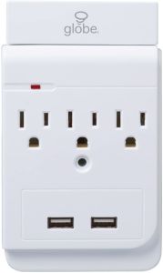 Wall Multi Power Outlet with 2 USB Ports + Phone Holder
