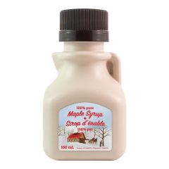 Plastic maple syrup jug, square shaped