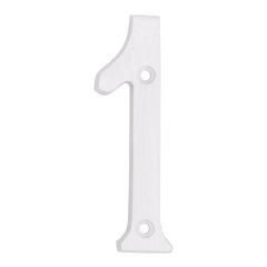 Numéro de maison de style moderne #1, blanc, 3/8" x 6"