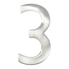 Numéro de maison de style moderne #3, nickel satiné, 1/4" x 3"