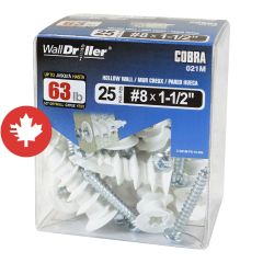 WallDriller Nylon #8L (+ Screws) Anchors (25)