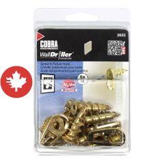 WallDriller Picture Hook Anchors Large Brass - Zinc (6)