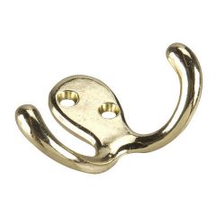 Crochet double de 3" pour garde-robe/penderie, laiton brillant, 72 mm x 49 mm