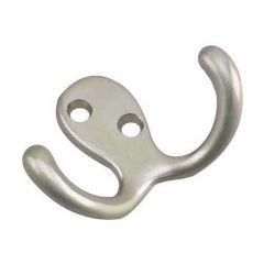 Crochet double de 3" pour garde-robe/penderie, nickel brossé, 72 mm x 49 mm