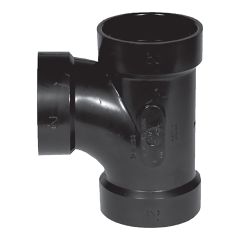 ABS DWV Sanitary Tee - 3" x 3" x 1 1/2" - Hub - Black