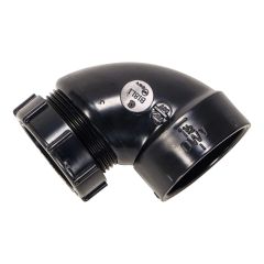 ABS DWV 90˚ Elbow with Slip Joint Nut - 1 1/2 " - Slip joint nut x Hub - Black