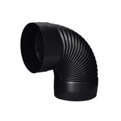 Crimped Elbow for Stove 90D - 24 Gauges - Black - 7"
