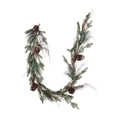 Guirlande de pin enneigée, décorée et illuminée 72" - Collection classique