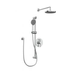 Kit : Robinet pour douche – Modèle complet avec valve à pression équilibrée / déviatrice, douche à main sur glissière et pomme de douche