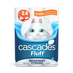 Bathroom Tissue - Cascades Fluff - Strong and Soft - pack of 12 rolls