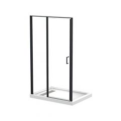 Pandora Compact Square Shower Kit with Matte-Black Frame and Handle 32 in