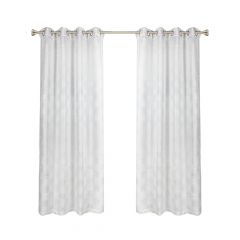 Diamond Woven Jacquard Curtain with Metal Grommets 84L - White