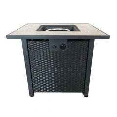 Outdoor Square Gas Fire Pit - Ceramic and Wicker 40,000 BTU 30"