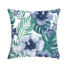 Navy and Blue Floral Outdoor Cushion 17" x 17"