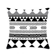 Black and White Boho Outdoor Cushion 17" x 17"