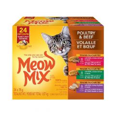 Nourriture pour chats Meow Mix, Tender Favorites, assortiment 24 x 78 g