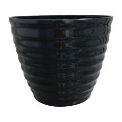 Pot avec soucoupe attachée Beehive, 14", noir