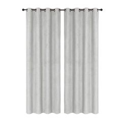 Suede-look curtain panel with metal grommets - Light Grey