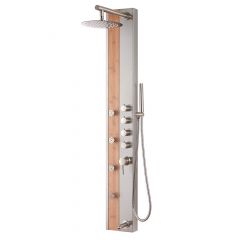 Akuaplus NADIA Shower Panel - 20 × 49 × 145 cm - Bamboo and Brush Nickel