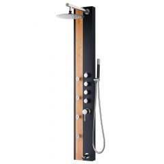 Akuaplus NADIA Shower Panel - 20 × 49 × 145 cm - Bamboo and Matte Black