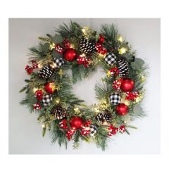 24" Pre-lit Decorated Wreath