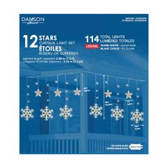 Curtain of 12 Stars and 114 LED lights - Warm white