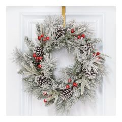 Decorated Snowy Wreath 24"