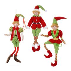 Lutin de Noël, 3 modèles assortis, rouge, vert et or (Vendu à l'unité)