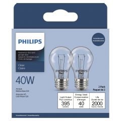 Medium Base Clear Appliance Light Bulbs - A15 - 40 W - 2 Pack