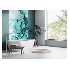 Panneau mural Surface Design, lustré, Turquoise floral, 47,25" x 96" x 0,17"