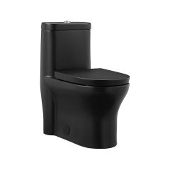 1-piece Dual Flush Josy Elongated Bowl Toilet - 4 L/6 L - Black