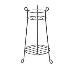 Round 2-Level Stand for Indoor or Outdoor Plants - 30" x 10" - Black