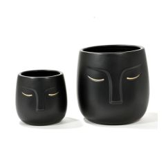 Set of 2 Mira indoor pots - Ceramic - 11 cm and 15.5 cm - Black