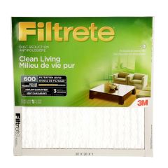 Filtrete Clean Living Dust Reduction Filter, MPR 600, 20 in x 20 in x 1 in