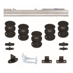 Invisible Door Track and Hardware Kit for Sliding Door - Black